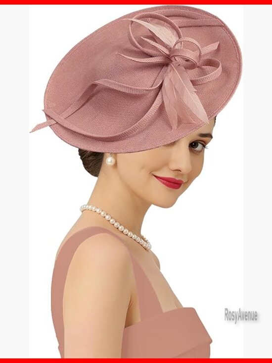 Vintage Feather Fascinator Derby Hat for Women Tea Party Wedding Cocktail